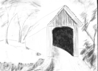 Covered Bridge, 8x11  charcoal